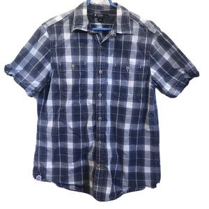 Cremieux Chambray Checkered Button Down Mens M